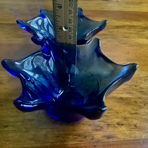 Set of Candleholders Cobalt Blue Glass Small - Picture 3 of 10